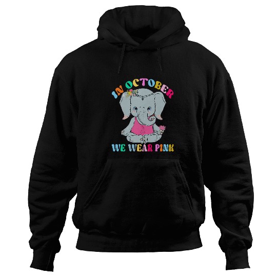 Elephant Pet In October We Wear Pink Ribbon Cute Elephant Breast Hoodies