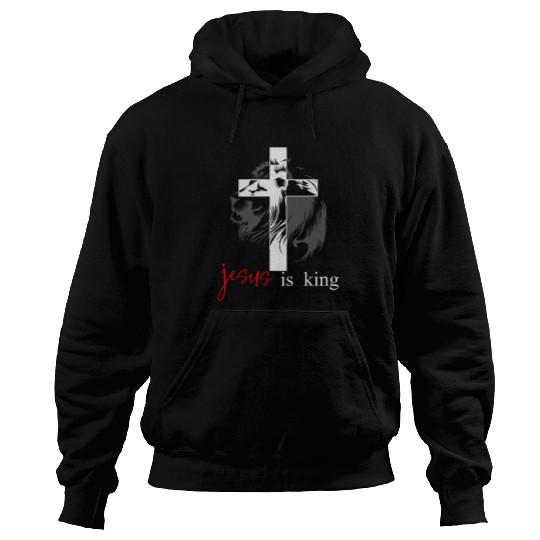 Lion Pet Jesus is King Cross Lion Jesus Jesus is King Hoodies