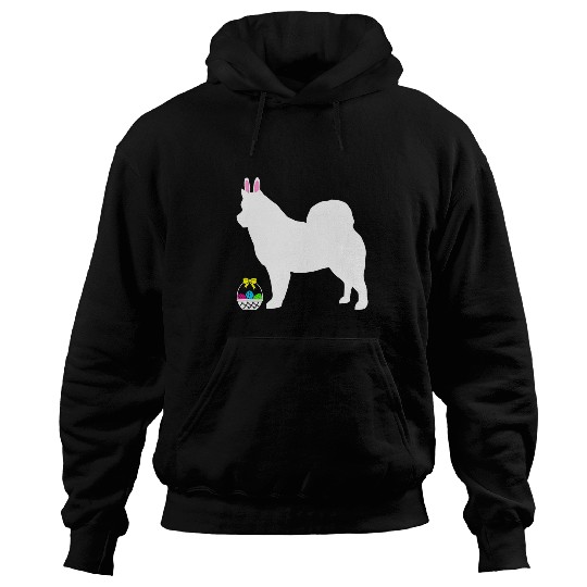 Alaskan Malamute Easter Bunny Dog Silhouette Hoodies