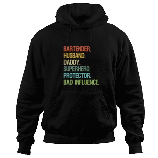 Bartender Job Husband Daddy Superhero Protector DAD Hoodies