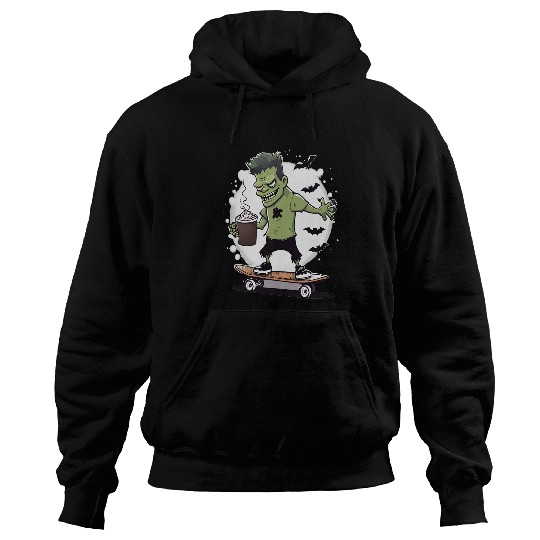 Halloween Frankensteins Monster Orange Skateboard Hot Cocoa Hoodies