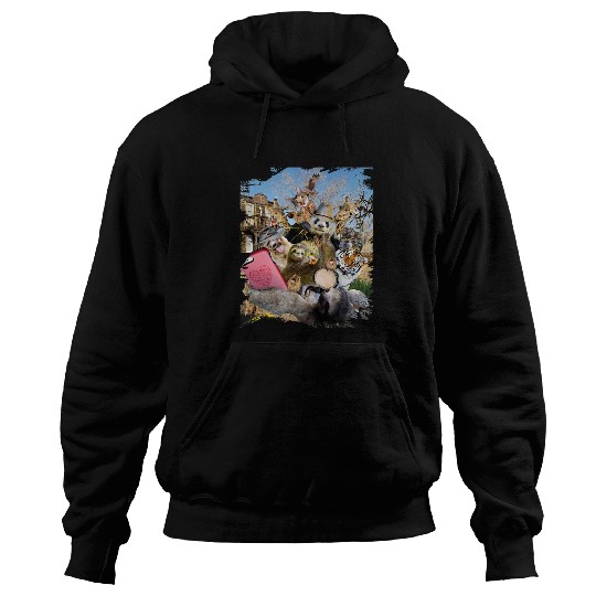 Sloth Pet Cowboy Group Selfie Sloth Cat Panda Hyena Tiger Hoodies
