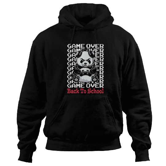 Panda Pet Game Over Back To School Funny Panda Bear Gamer Controller Hoodies