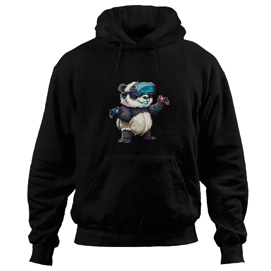 Panda Pet Gaming Animals Panda Bear Playing Console Video Games 3 Hoodies