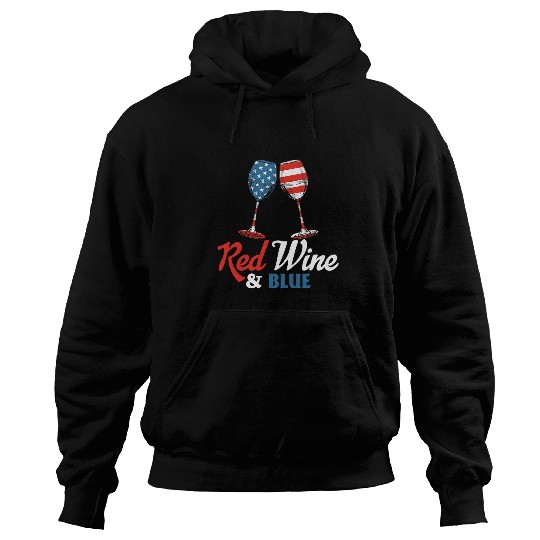 Wines Fun Independence Day Red Wines And Blue Patriotic Hoodies