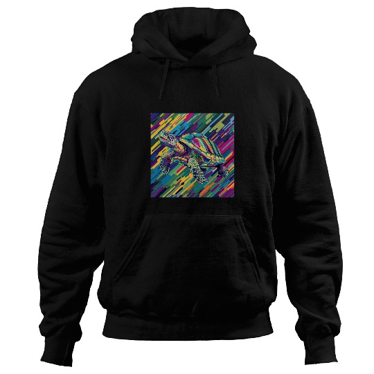 Turtle Pet Abstract Turtle Rainbow Illustration Hoodies