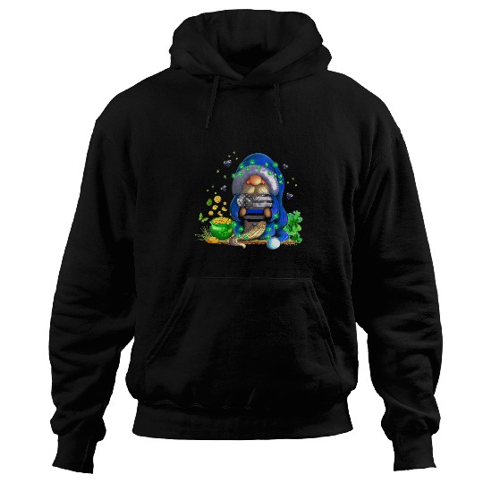 Blue Line Gnome St Patrick Day Clovers Police Hoodies