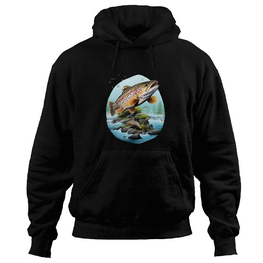 fishing trout rainbow brook fisherman freshwater angler fish 6 Hoodies