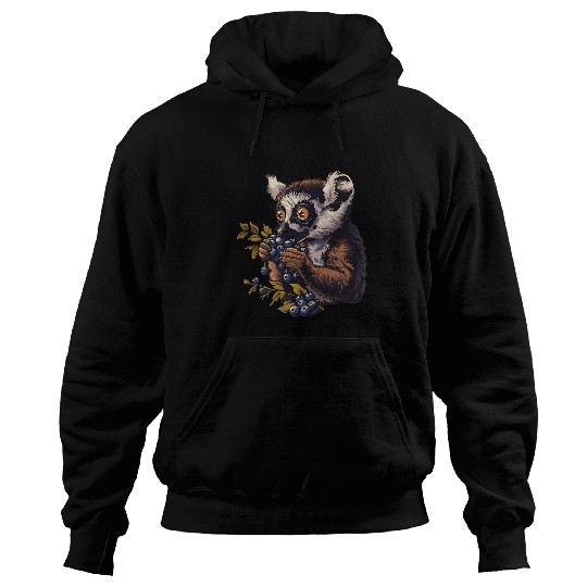 Lemur Pet Blueberry Lemur Blueberries Artwork Motif Wildlife Nature Hoodies