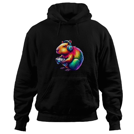 capybaras Pet Rodent Funny Video Games Lover Gamer Controller Hoodies