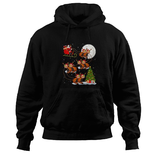 Panda Pet Funny xmass Lighting Tree Santa Riding Red Panda Christmas Hoodies