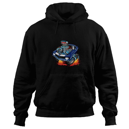 Classic Sixties Muscle Car Funny Dragster Hotrod Cartoon Hoodies