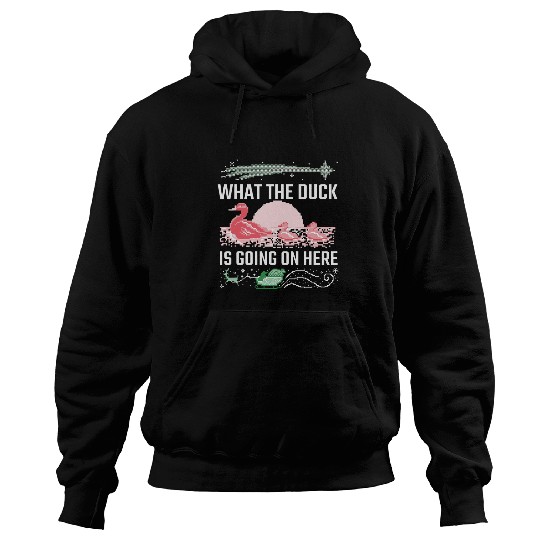 Duck Pet What the Duck Sleigh Ducks Poinsettia Ugly Christmas Hoodies