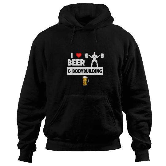 Beer Fun I Love Beer and Bodybuilding Weight Lifting Exercise Squat Hoodies
