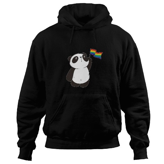 Panda Pet Lovely Panda Waving Rainbow Flag Lgbtq Lgbt Diversity Pride Hoodies