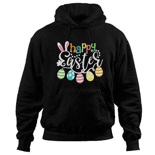 Happy Easter Day Colorful Egg Hunting Cute Bunny Girl Womens Hoodies