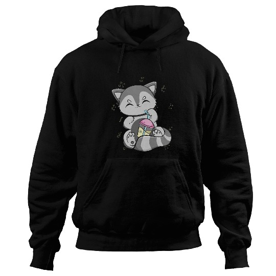 Raccoon Pet Drinking Black Milk Tea For Boba Lover Hoodies