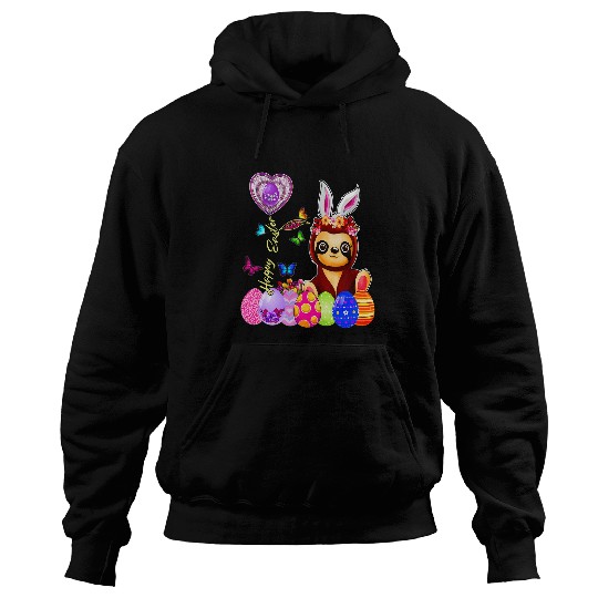 Happy Easter Egg Hunt Cute Sloth Bunny Toddler Girl Kid Hoodies