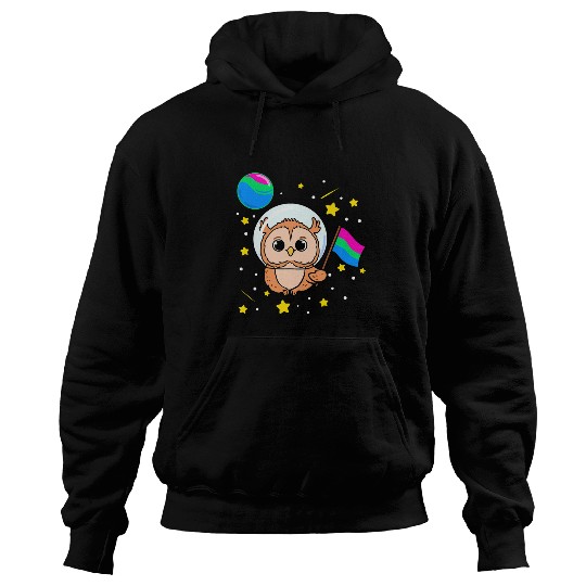 Owl Pet In Space Polysexual Pride Hoodies