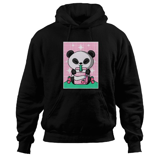 Panda Pet Strawberry Milk Carton Japanese Kawaii Anime Hoodies