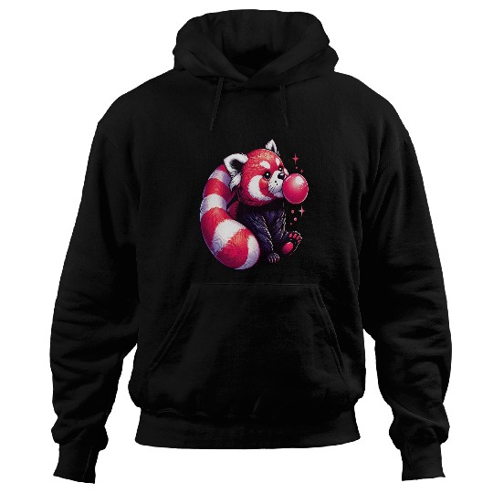 Panda Pet Chewing Pink Bubble Gum Mammal Animal Lovers Hoodies
