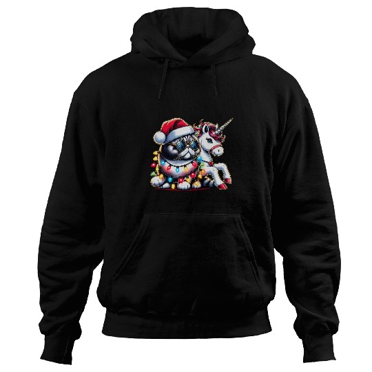 Christmas Lights Exotic Shorthair Cat Riding Unicorn Hoodies