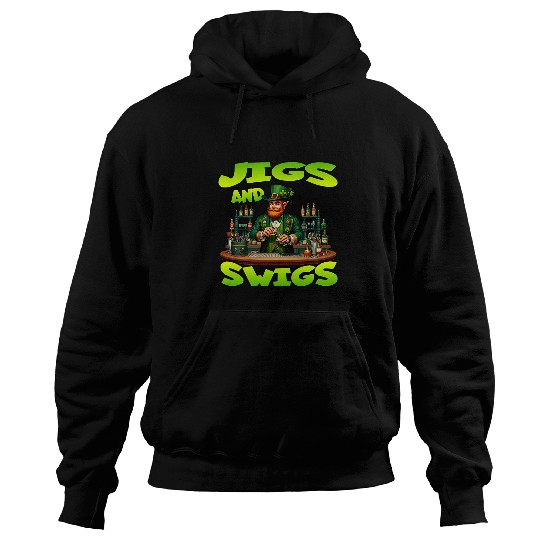 Beer Fun St Patricks Day Jig And Swigs St Paddys Day Green Beer Hoodies