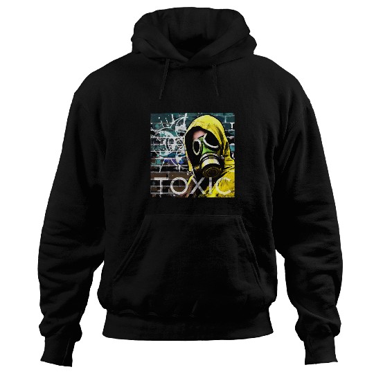 Gasmask biohazard symbol toxic graffiti grunge style Hoodies