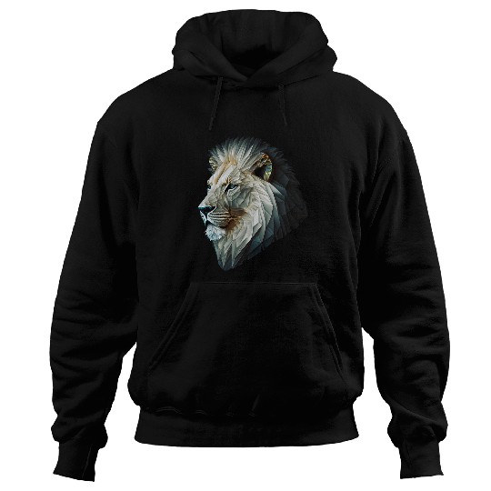 Lion Pet Polygon Animal Print Art White Lion Hoodies