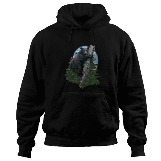 Bear Pet Black Bear in a Tree Bear Bears Pine Trees Tree Hoodies