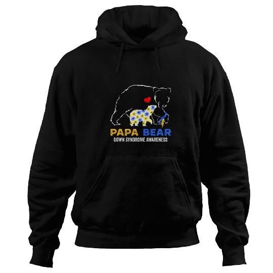 Bear Pet Papa Bear Down Syndromes Awareness Blue Yellow Ribbon Hoodies