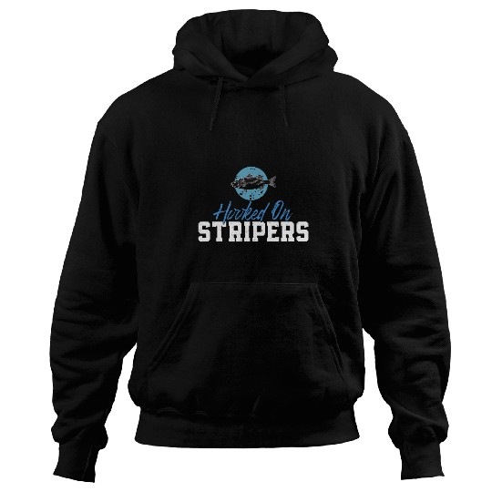 Funny Striped Bass Fishing Hooked On Stripers Striper Hunter Hoodies