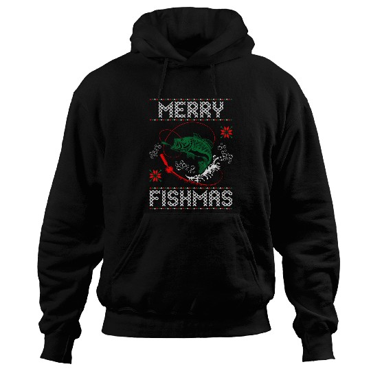 Funny Merry Fishmas Christmas Fishing Fisherman Angler Hoodies