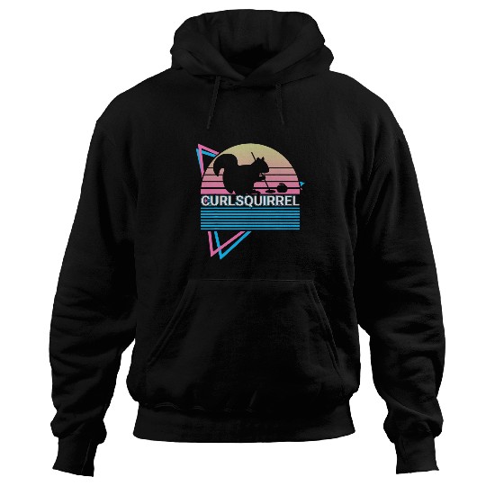 Curling Stone Curling Player Retro Curlsquirrel Hoodies