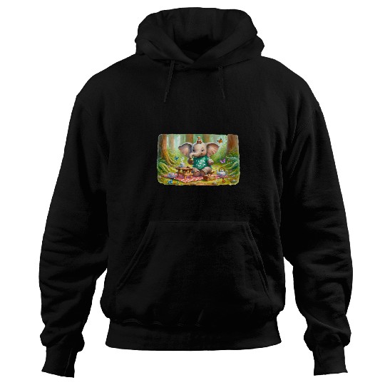 Elephant Pet Trunk Up Tea Time Enchanted Forest Tea Party Hoodies