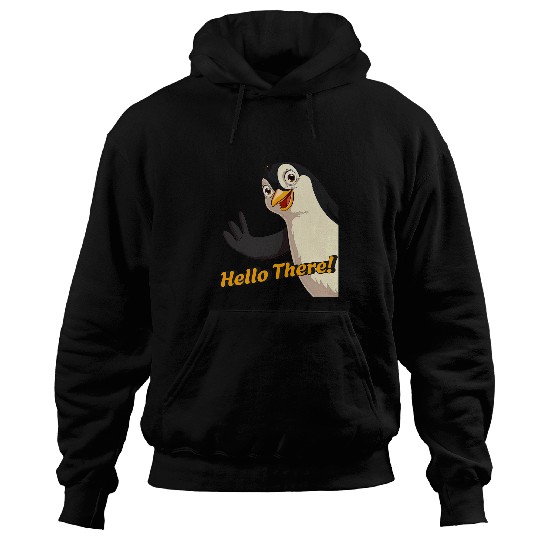 Penguin Pet Kawaii Emperor Penguin Cartoon Waving Hello There Hoodies