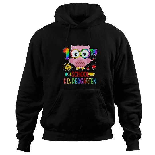 Owl Pet 100 days of Kindergarten Owl 100th day of School Teacher Hoodies