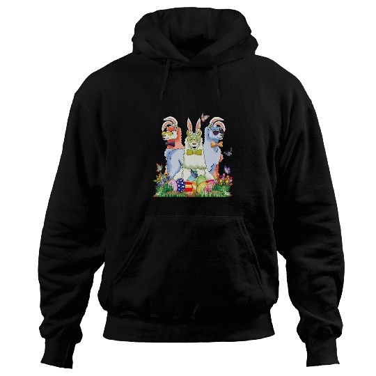 Easter Bunny Womens Easter Llama Egg Hunt Outfit Girls Teen Hoodies