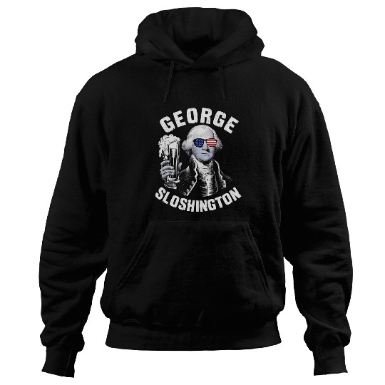 Beer Fun George Sloshington President George Washington Drinking Beer Hoodies