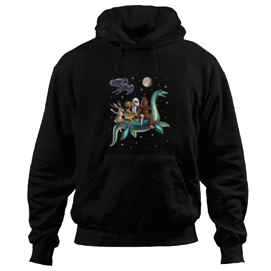 Cryptid bigfoots Jackalope Mothman Loch Ness Monster Hoodies
