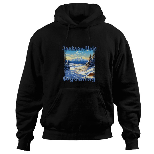 Jackson Hole Wyoming Winter Sports Landscape Snowboard Ski Hoodies