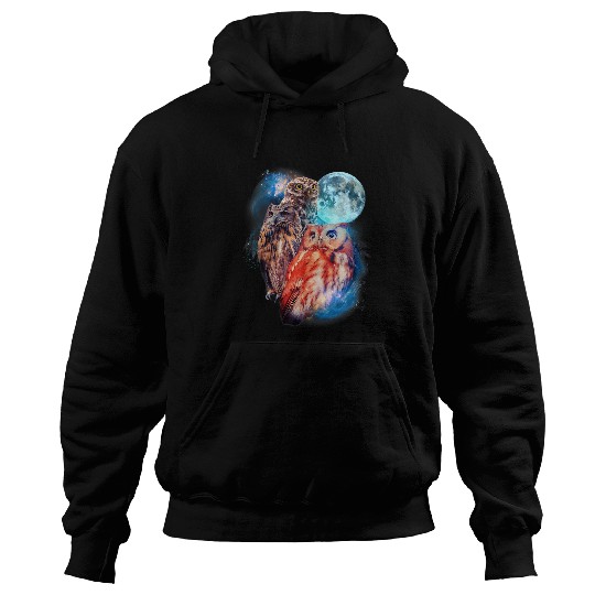 Owl Pet 3 Moon Owl Funny Nocturnal Birds Of Prey Graphic Art Humor Hoodies