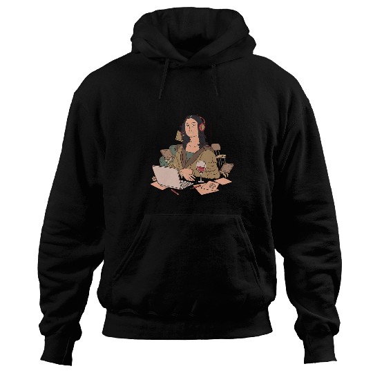 Wines Fun Mona Lisa drinking Wines on Laptop Art meets Gaming Hoodies