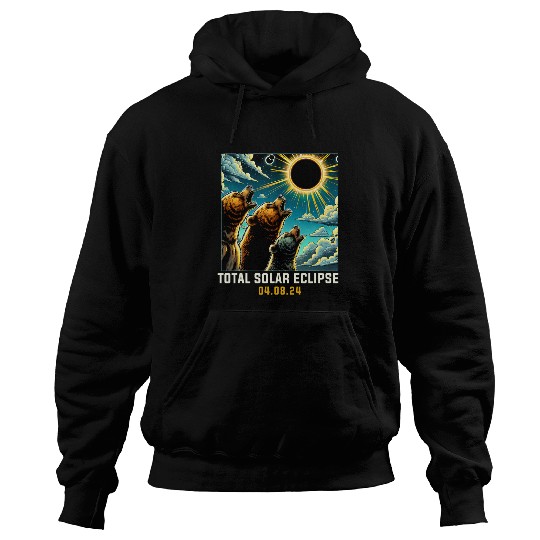 Bear Pet Grizzly Bear Howling At Solar Eclipse Hoodies