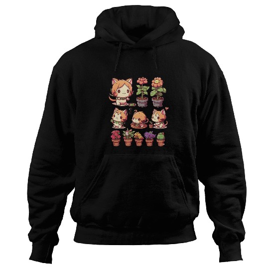 Flower Cat Girl Gardening Kitten Gardener Garden Maid Plant 1 Hoodies