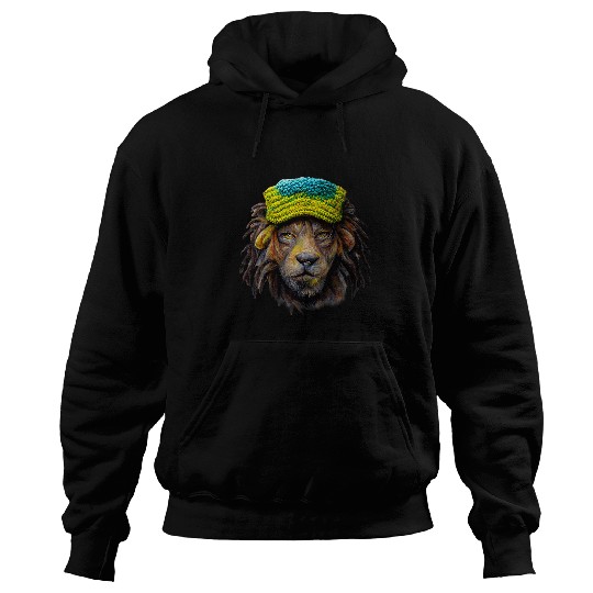 Lion Pet Rasta Reggae Lion Wearing Slouchy Hat Jamacian 8 Hoodies
