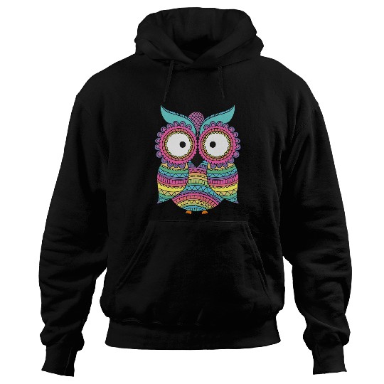 Discover Owl Pet Love Owls Colorful Drawing Mosaic Style Hoodies