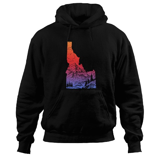 Idaho Mountains Pride State Map Hiking Camping Vintage Hoodies