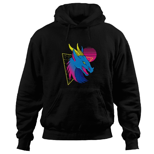 Dragon Pet Synthwave Vaporwave Dragon Indie Aesthetic 80s Hoodies