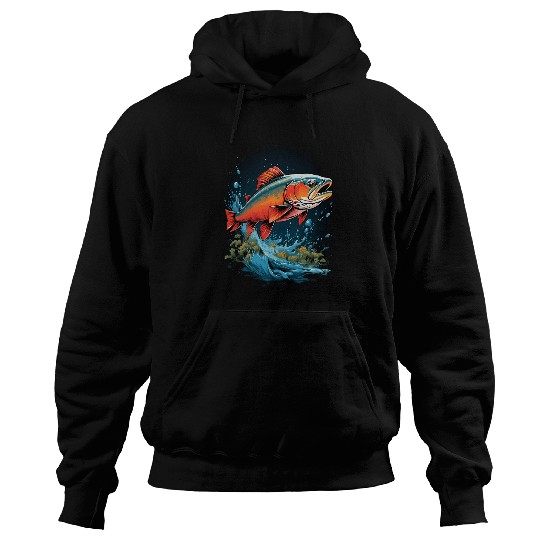 Fisherman Fly Fishing Arctic Char Brook Trout Fish 4 Hoodies